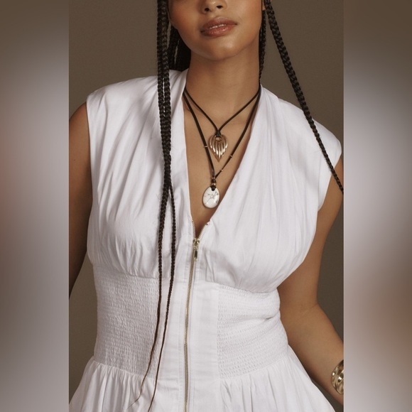 The Tommie Cap-Sleeve Smocked Front-Zip Shirt Dress - Picture 6 of 8